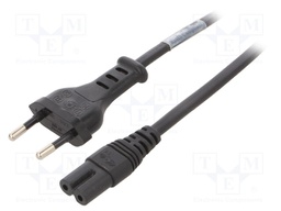 POWER CORD, EU, IEC C7, BLACK, 2M, 2.5A, 250V