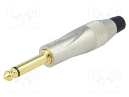 Plug; Jack 6,35mm; male; mono; straight; for cable; soldering; grey