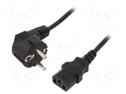 Cable; CEE 7/7 (E/F) plug angled,IEC C13 female; 1.8m; black
