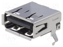 Socket; USB A; THT; angled 90°; USB 2.0; gold-plated