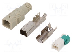 Plug; USB B; male; for cable; without tools; PIN: 4; straight; grey