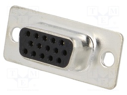 D-Sub HD; PIN: 15; plug; female; turned contacts; soldering; black