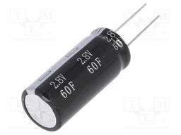 Capacitor: electrolytic; supercapacitor; 60F; 2.8VDC; ESR: 15mΩ