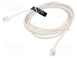 Cable: telephone; flat; RJ11 plug,both sides; Len: 3m; white; 28AWG