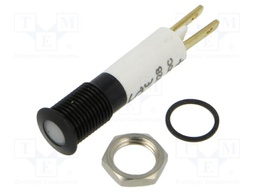 Indicator: LED; flat; white; 24÷28VDC; 24÷28VAC; Ø8mm; IP67; metal