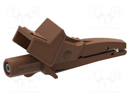 Crocodile clip; 10A; brown; Grip capac: max.22mm; Socket size: 4mm