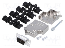 D-Sub; PIN: 9; plug; male; stamped and formed contacts; angled 45°