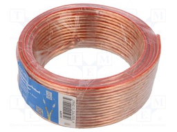 Wire: loudspeaker cable; stranded; CCA; transparent; PVC; 10m