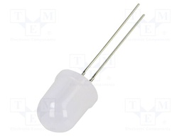 LED; white; 10mm; 750mcd; 180°; Front: convex; 3÷5VDC; No.of term: 2