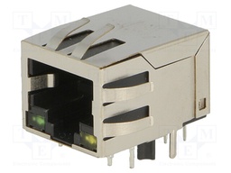 Socket; RJ45; PIN: 8; shielded,with LED; Layout: 8p8c; THT