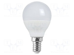 LED lamp; white warm; E14; 220÷240VAC; 600lm; P: 6.5W; 180°; 3000K