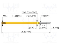 Test needle; Spring compression: 4mm; 5.3mm; 5A; steel; Ø: 1.4mm
