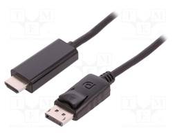 Cable; DisplayPort 1.1; DisplayPort plug,HDMI plug; 3m; black