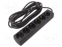 Extension lead; 3x1.5mm2; Schuko; Sockets: 6; PVC; black; Len: 5m