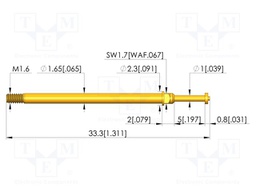 Test needle; Spring compression: 4mm; 5mm; 8A; CuBe; gold-plated