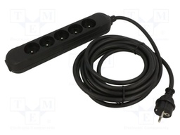 Extension lead; Sockets: 5; PVC; black; 3x1,5mm2; 1.5m; 16A; PRO