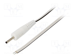 Cable; wires,DC 0,7/2,35 plug; straight; 0.35mm2; white; 1.5m
