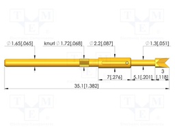 Test needle; Spring compression: 4mm; 5mm; 5A; steel; gold-plated