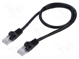 Patch cord; U/UTP; 5e; stranded; CCA; PVC; black; 0.5m; 26AWG