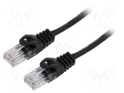 Patch cord; U/UTP; 5e; stranded; CCA; PVC; black; 1.5m; 26AWG