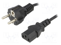 Cable; CEE 7/7 (E/F) plug,IEC C13 female; 5m; black; PVC; 10A
