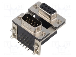 D-Sub; PIN: 9; socket; male,female; angled 90°; THT; Type: double