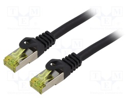 Patch cord; S/FTP; 6a; stranded; Cu; LSZH; black; 1.5m; 27AWG