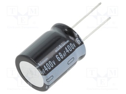 Capacitor: electrolytic; THT; 68uF; 400VDC; Ø20x25mm; Pitch: 10mm