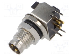 Connector: M8; socket; male; angled; shielded; PIN: 3; 48V; 4A; IP67