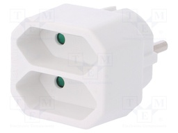 Connector: AC supply; splitter; Layout: 2P; Type: round,flat; white