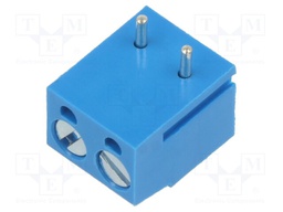 PCB terminal block; straight; 5mm; ways: 2; on PCBs; terminal; blue