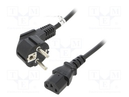 Cable; CEE 7/7 (E/F) plug angled,IEC C13 female; PVC; 1.5m; 10A