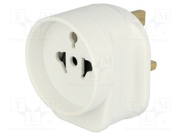 Transition: adapter; Layout: 2P+PE; Type: UK; white; 230VAC; 13A
