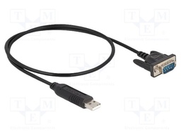 USB to RS232 converter; D-Sub 9pin plug,USB A plug; 0.5m; black
