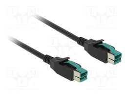 Cable; PoweredUSB plug,both sides; 4m; black; 20AWG,26AWG; 12V