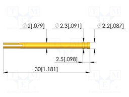 Test probe socket; gold-plated; KS-VF25; 30mm; test needles