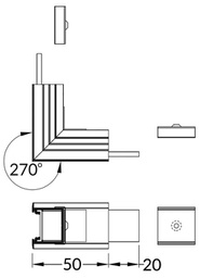Connector 270°; white; aluminium,polycarbonate