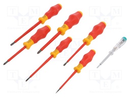 Screwdrivers; Pcs: 7; The set contains: voltage tester