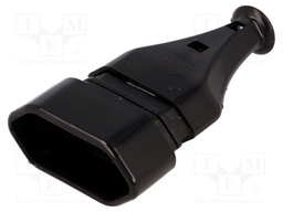 Connector: AC supply; socket; Layout: 2P; Type: flat; black; 250VAC