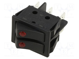 ROCKER; SPST x2; Pos: 2; ON-OFF + ON-OFF; 16A/250VAC; black; 20mΩ