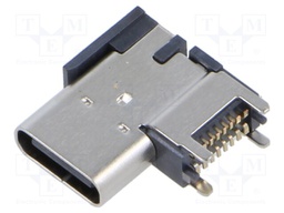 Socket; USB C; SMT; PIN: 16; side,angled 90°; top board mount; 5A