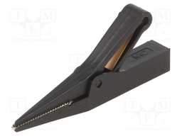 Crocodile clip; 10A; black; Grip capac: max.9.5mm