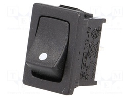 ROCKER; SPST; Pos: 2; OFF-(ON); 10A/250VAC; black; none; 50mΩ
