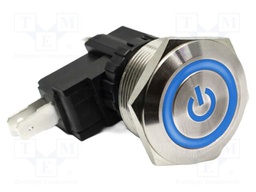 Switch: vandal resistant; SPDT; 15A/250VAC; IP67; ON-ON; blue; 12V