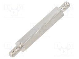 Screwed spacer sleeve; 25mm; Ext.thread: M3; hexagonal; brass
