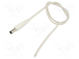 Cable; wires,DC 5,5/2,5 plug; straight; 0.35mm2; white; 0.5m