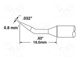 Tip; bent conical; 0.8x16mm; 357°C; for soldering station