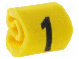 Markers for cables and wires; Label symbol: 1; 1÷3mm; PVC; yellow