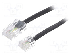 Cable: telephone; flat; RJ11 plug,RJ45 plug; 15m; black