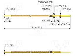 Test needle; Spring compression: 5mm; 5.5mm; 5A; steel; Ø: 1.9mm